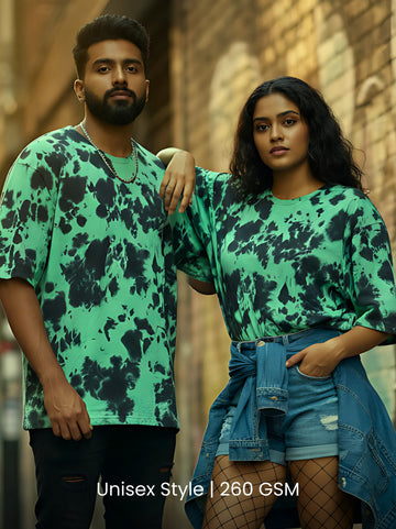 Green Black | Unisex Tie-Dye Oversized T-Shirt